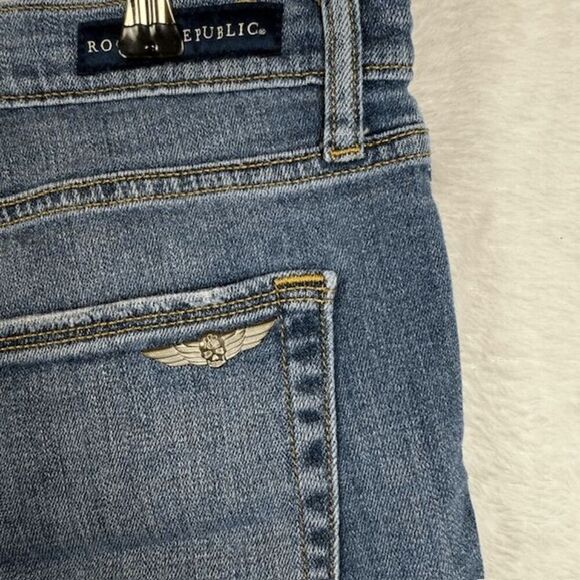 Rock & Republic Hula Denim Shorts Distressed Bandana Print Size 12 - Picture 6 of 13